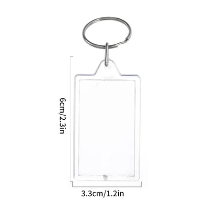 Clear Acrylic Photo Frame Keychains – Blank Rectangle Keyrings for Double-Sided Photos, DIY Supplies (5-100PCS)