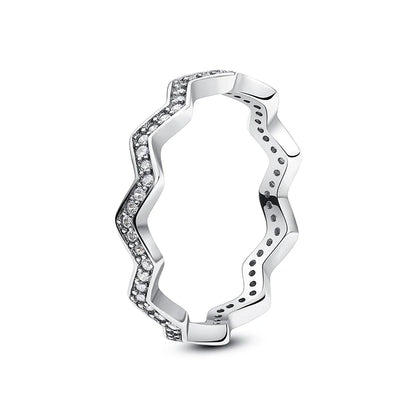 925 Sterling Silver Women’s Ring – Crown, Heart & Wishbone Design with Crystal, Rose Gold Engagement & Wedding Jewelry