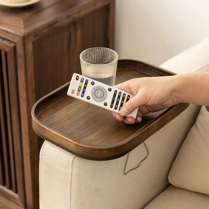 Wooden Sofa Armrest Clip-On Table – Foldable Storage Tray for Couch, TV, Snacks, Tea & Coffee