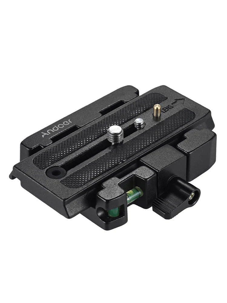 Andoer Video Camera Tripod Quick Release Clamp Adapter – with Plate for Manfrotto 501, 500AH, 701HDV, 503HDV, Q5 Head