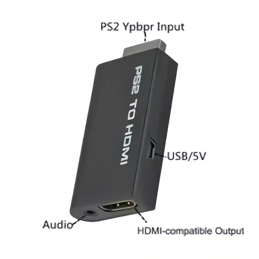 PS2 to HDMI Converter Adapter – 1080P Full HD with 3.5mm Audio, Supports All PS2 Display Modes