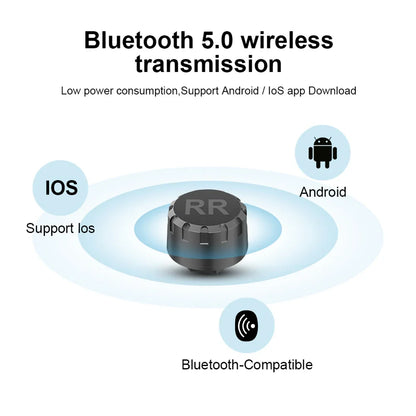 Car TPMS Bluetooth 5.0 Tire Pressure Monitoring System – Motorcycle & Car Tyre Sensor with iOS/Android App Display