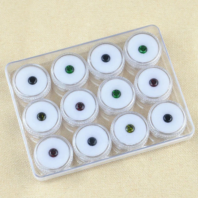 Transparent Round Gemstone Display Box – Jewelry, Gems, Loose Diamond Storage Container with Lid
