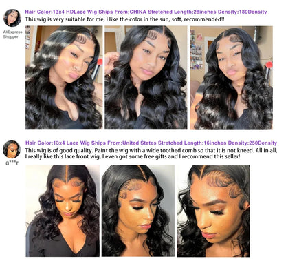 200 Density 30-40 Inch 13x6 HD Lace Frontal Body Wave Wig – Remy Human Hair, 13x4 Lace Front Wig for Black Women