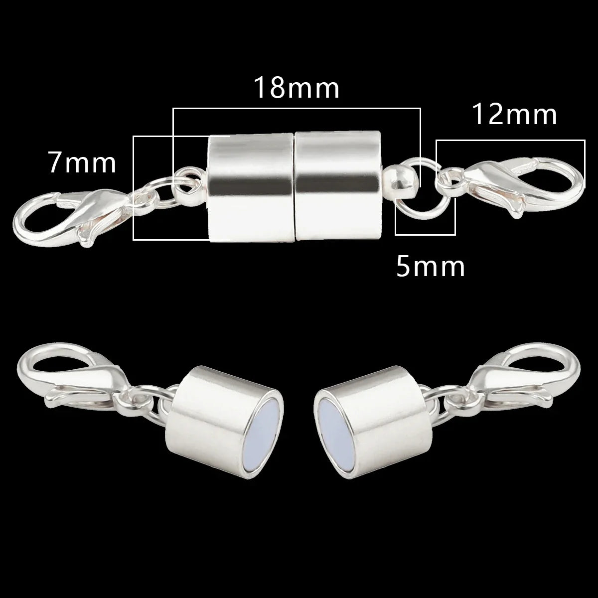 Magnetic Jewelry Clasp - Strong Metal End Connectors with Lobster Clasp for DIY Bracelets & Necklaces