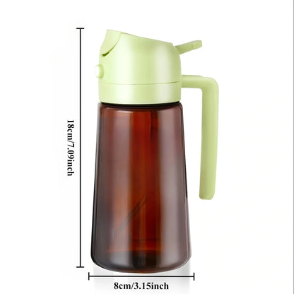 16oz/470ML Brown Oil Sprayer – 2-in-1 Light-Blocking Olive Oil Dispenser Bottle for Cooking and Seasoning
