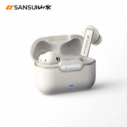 Sansui W28 ANC Bluetooth Earbuds – -52dB Noise Cancelling, 6-Mic HD Calls, In-Ear Detection, Comfort Fit for Sports & Work