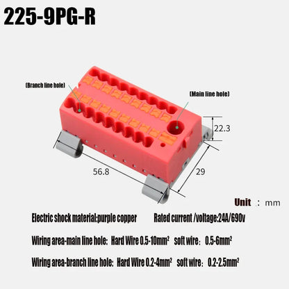 Compact Push-In Wire Connector Terminal Block – Fixed Modular Multi-Link Splicing 1-In Multiple-Out Lighting Connector 225 Series