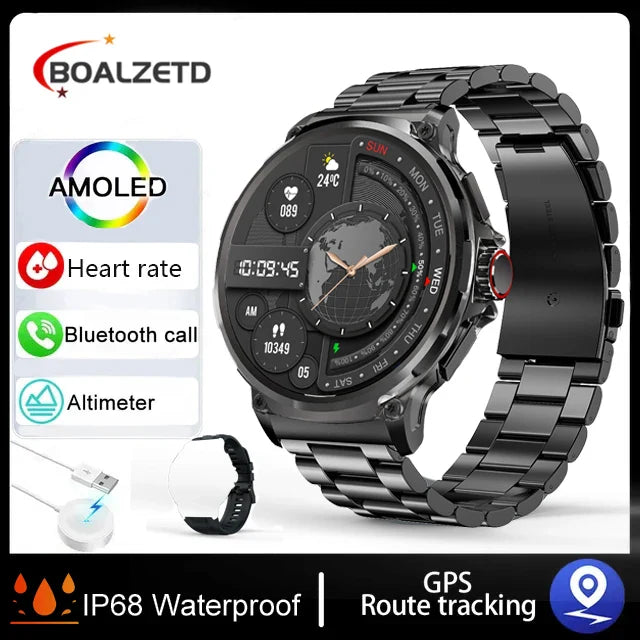 New 710mAh Bluetooth Smartwatch for Men – 1.85" HD Screen, Heart Monitor, Waterproof Fitness Watch for Android & iOS