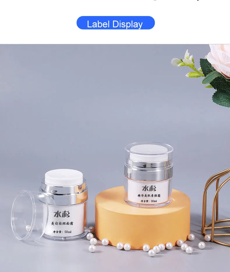 15/30/50g Empty Airless Pump Jar — Refillable Acrylic Vacuum Bottle for Makeup, Lotion & Cosmetics