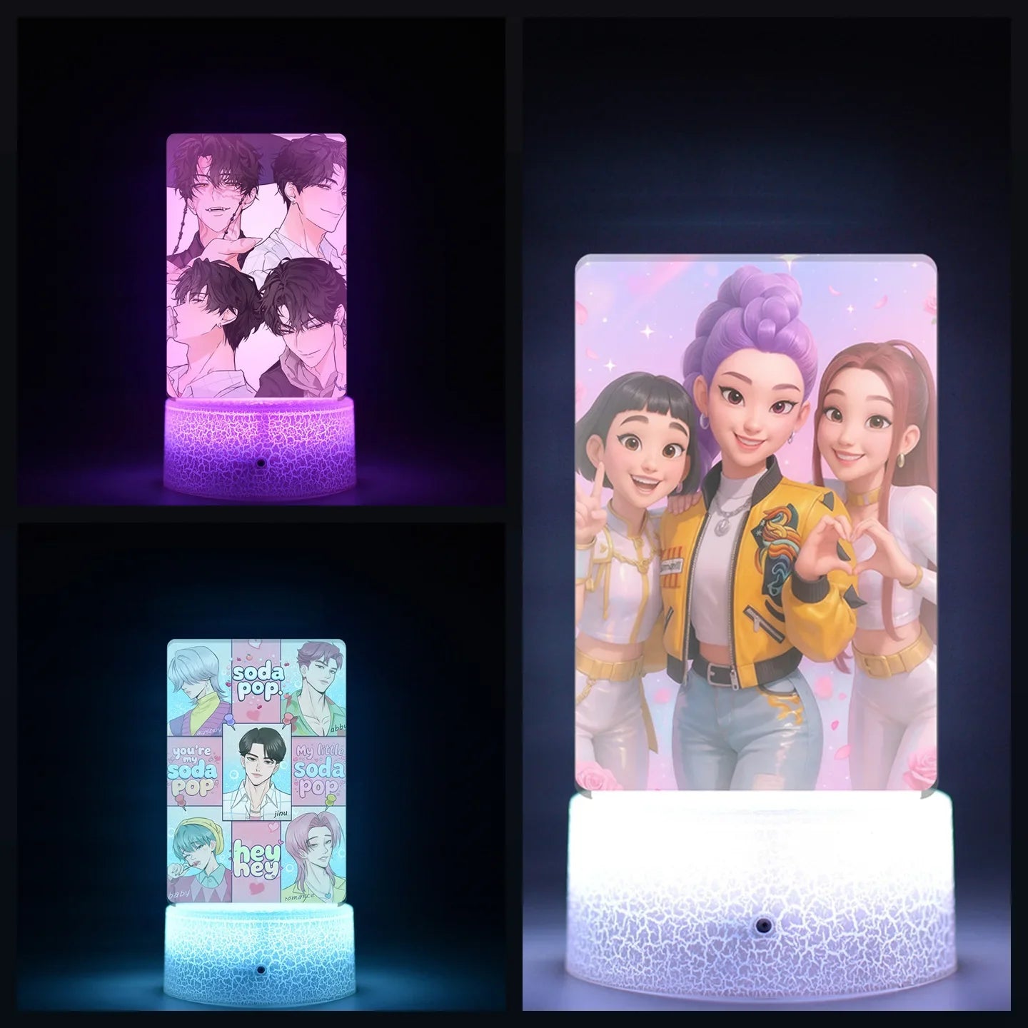 K-Pop Demon Hunters LED Night Light – Zoe, Mira, Rumi, Saja 16-Color Remote Control
