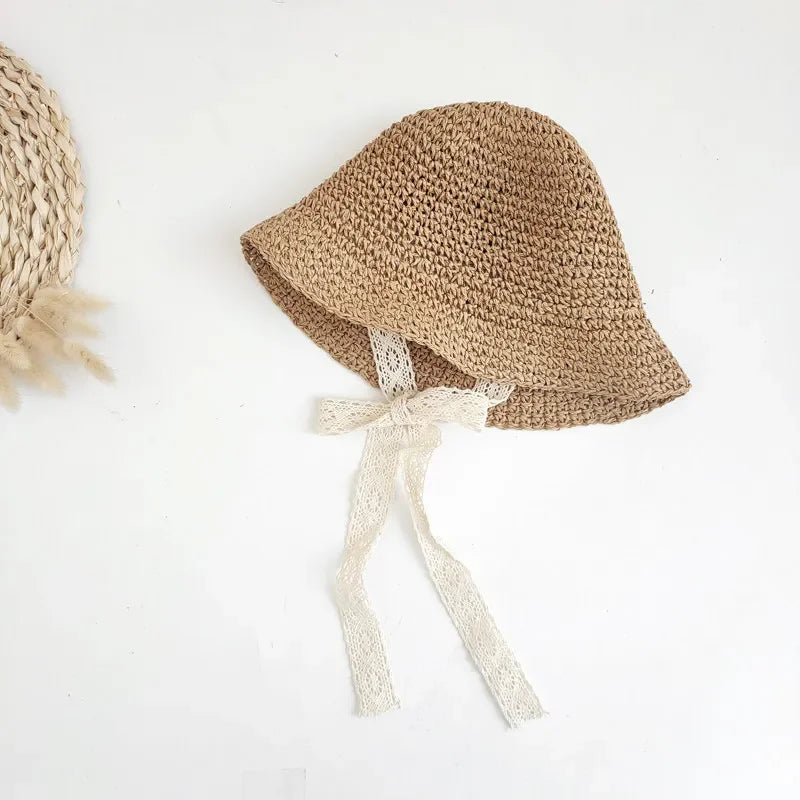 Baby Girl Summer Straw Hat – Fashion Lace Bow Panama Beach Cap for Kids | Lightweight Breathable Princess Sun Protection Hat