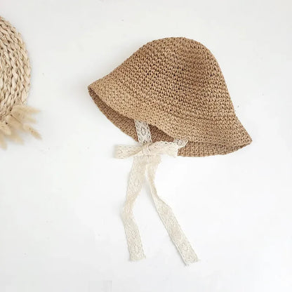 Baby Girl Summer Straw Hat – Fashion Lace Bow Panama Beach Cap for Kids | Lightweight Breathable Princess Sun Protection Hat