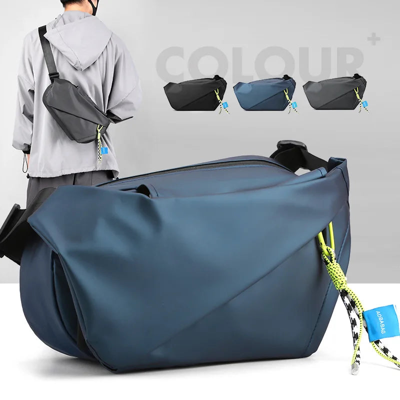 Men’s Shoulder Chest Bag - Nylon Waterproof Outdoor Sport Running & Cycling Belt Bag, Large Capacity Travel Phone Pouch Messenger Bag