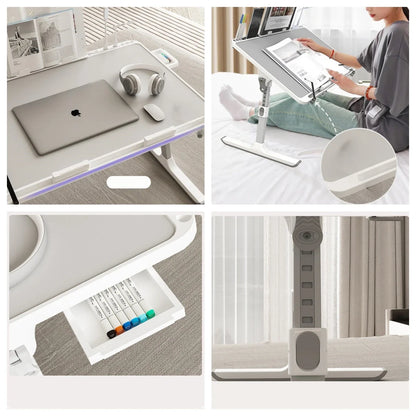Adjustable Laptop Bed Tray Table – Portable Foldable Standing Desk with Storage Drawer for Sofa & Lap Use
