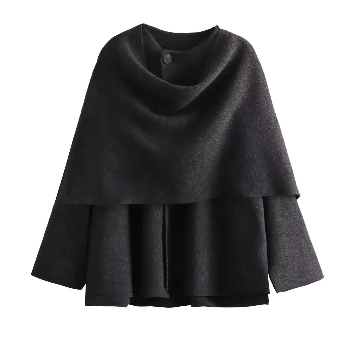 TRAF 2023 Winter Women's Scarf Coat – Long Sleeve, Knitted Asymmetric Jacket, Streetwear Casual Outerwear