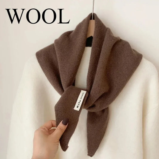 Women’s Wool Triangle Scarf – British Korean Knitted Headscarf & Warm Multi-Functional Wrap