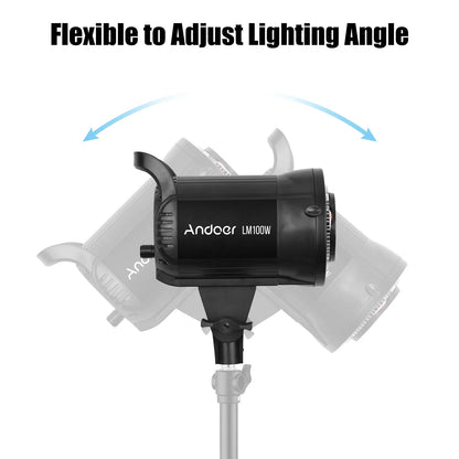 Andoer 100W Studio LED Video Light – 5600K Dimmable Bowens Mount with Remote Control for Video & Live Streaming