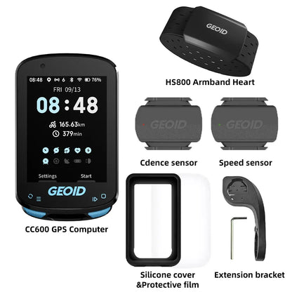 GEOID CC600 Bike Computer – Color Screen Smart GPS Speedometer with Wireless ANT+, WIFI, 11 Languages & Cycling Odometer