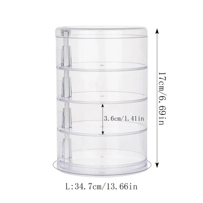 Rotating Jewelry & Makeup Storage Box – Round Plastic Organizer for Bracelets, Earrings with Cover Display Rack