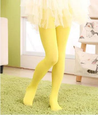 Girls’ Summer & Spring Candy Color Pantyhose – Ballet Dance Tights, Velvet Solid White Stockings for Kids