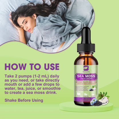 BEWORTHS Sea Moss & Soursop Graviola Extract Drops – Immunity, Kidney Health, Digestion & Antioxidant Support