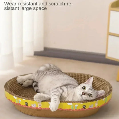 Cat Scratching Board – Oval Corrugated Paper Claw Grinding Toy, Wear-Resistant Furniture Protector & Cat Nest Accessory