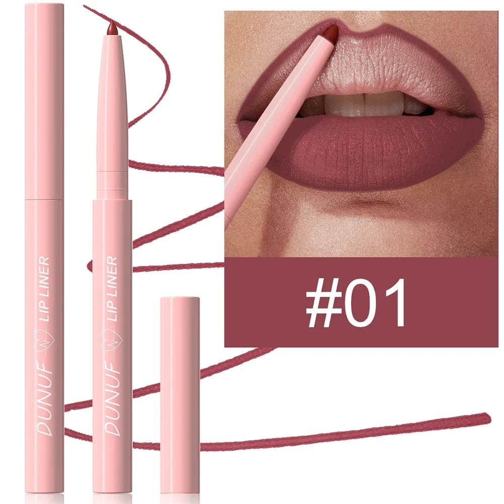 Matte Red Brown Lip Liner Pencil – Waterproof Slim Lip Contour Pen with Tapered Nib Long-Lasting Lip Stain