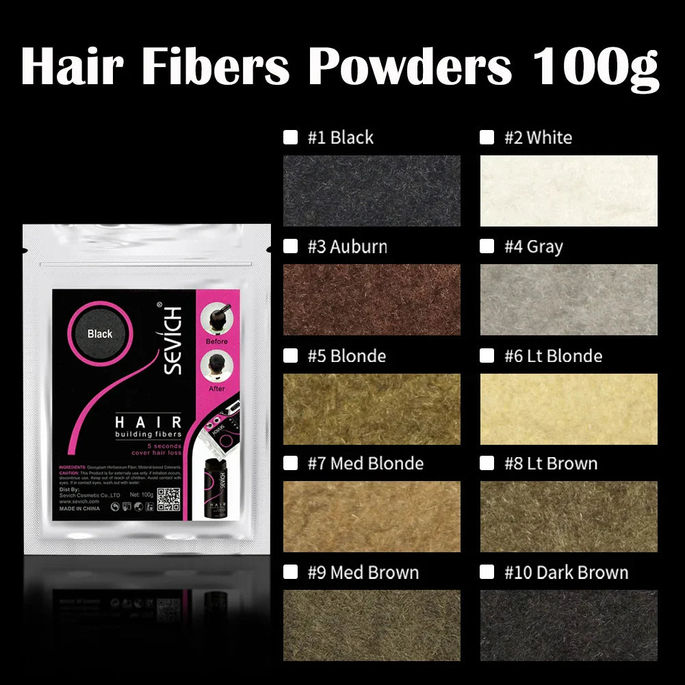 SEVICH Keratin Hair Fiber 100g – Hair Thickening & Building Powder Spray, Instant Regrowth & Hair Loss Concealer