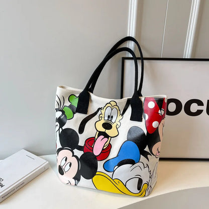 Disney Mickey Canvas Tote Bag – Large Capacity Shoulder Bag for Women & Students, Casual Handbag