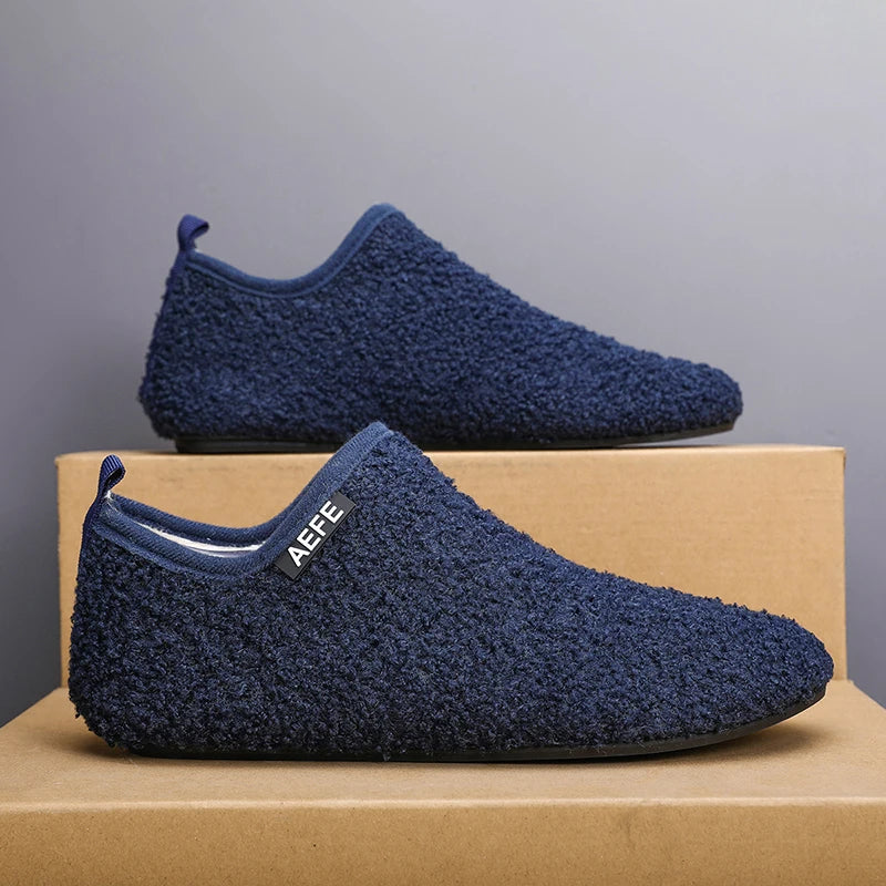 Men’s Fuzzy Winter Slippers – Warm Indoor House Shoes with Soft Cushioning & Arch Support
