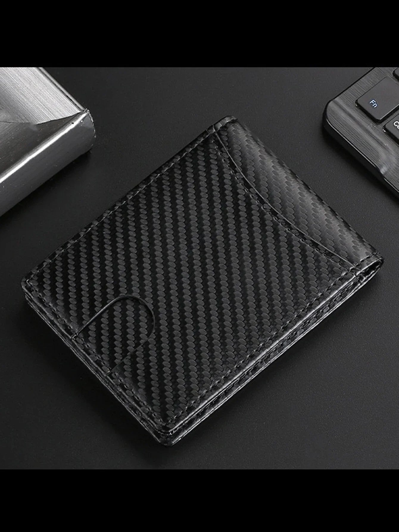 2024 New Microfiber Carbon Fiber Wallet for Men, Simple Credit Card Holder