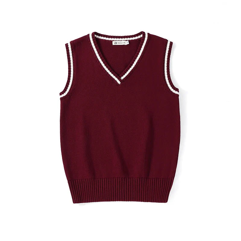 Unisex Sleeveless Sweater Vest – V-Neck Preppy Knitted Jumper for Women & Men, Retro Spring Fashion