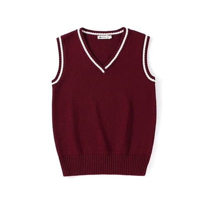 Unisex Sleeveless Sweater Vest – V-Neck Preppy Knitted Jumper for Women & Men, Retro Spring Fashion