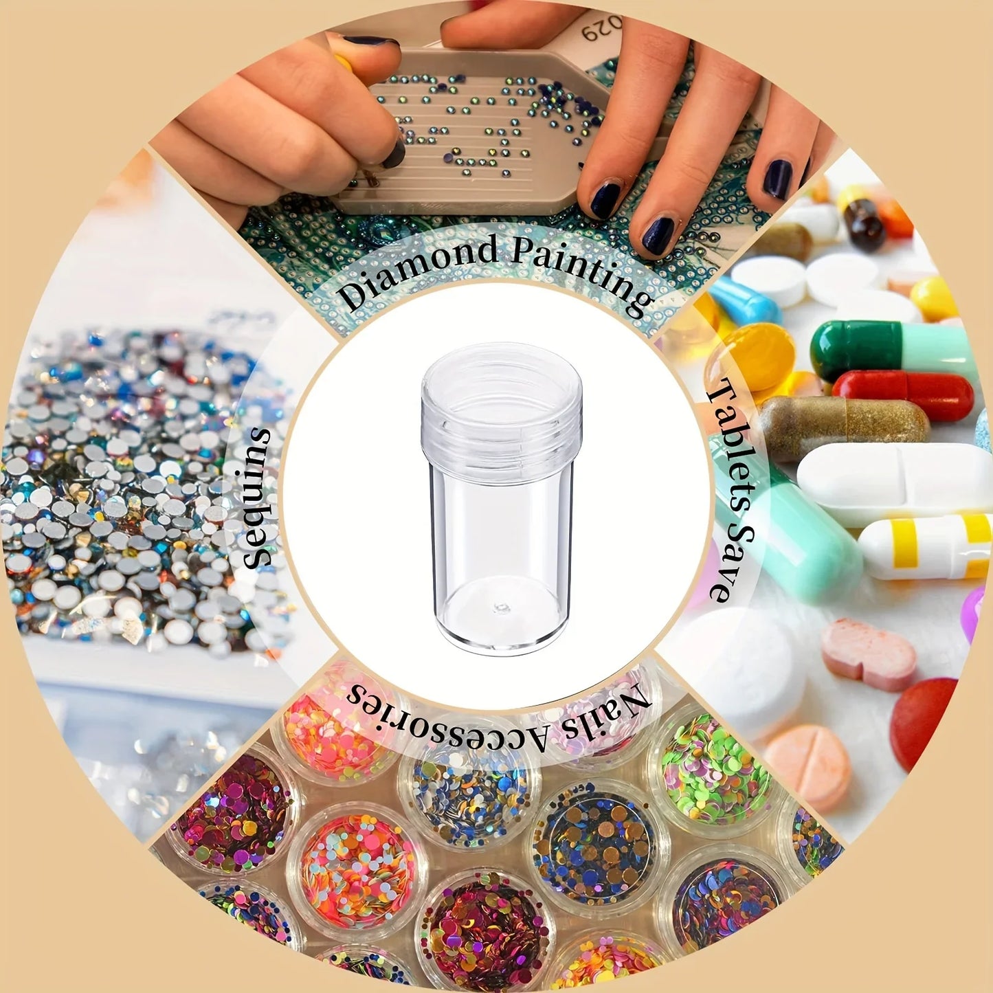 30PCS Bead Storage Bottles – Mini Organizer Containers for DIY Diamond Painting, Rhinestones & Craft Accessories