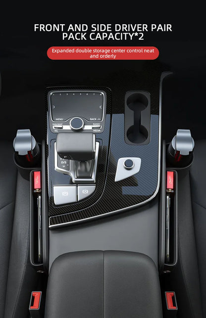 Multifunctional Car Seat Gap Organizer – Leak-proof PU Leather Storage Box with Cup Holder