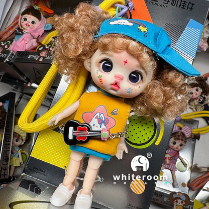 Mini Labbu Pocket Doll – Jointed Blythe-Style Boy & Girl Doll for Girls, Rainbow Ball Mobile Phone Decoration