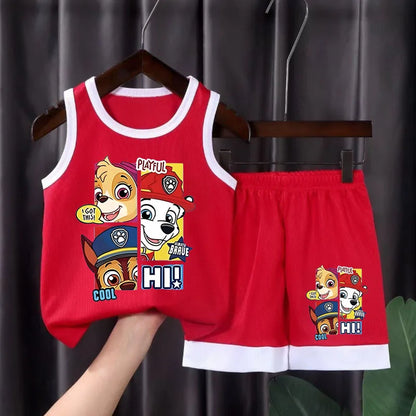 PAW Patrol Kids Sports Set - Quick Dry Mesh Basketball Vest & Shorts Outfit for Boys and Girls