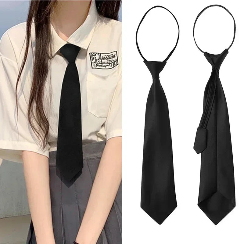 Unisex Black Clip-On Tie – Simple Security Necktie for Uniforms, Suits, Students & Funerals