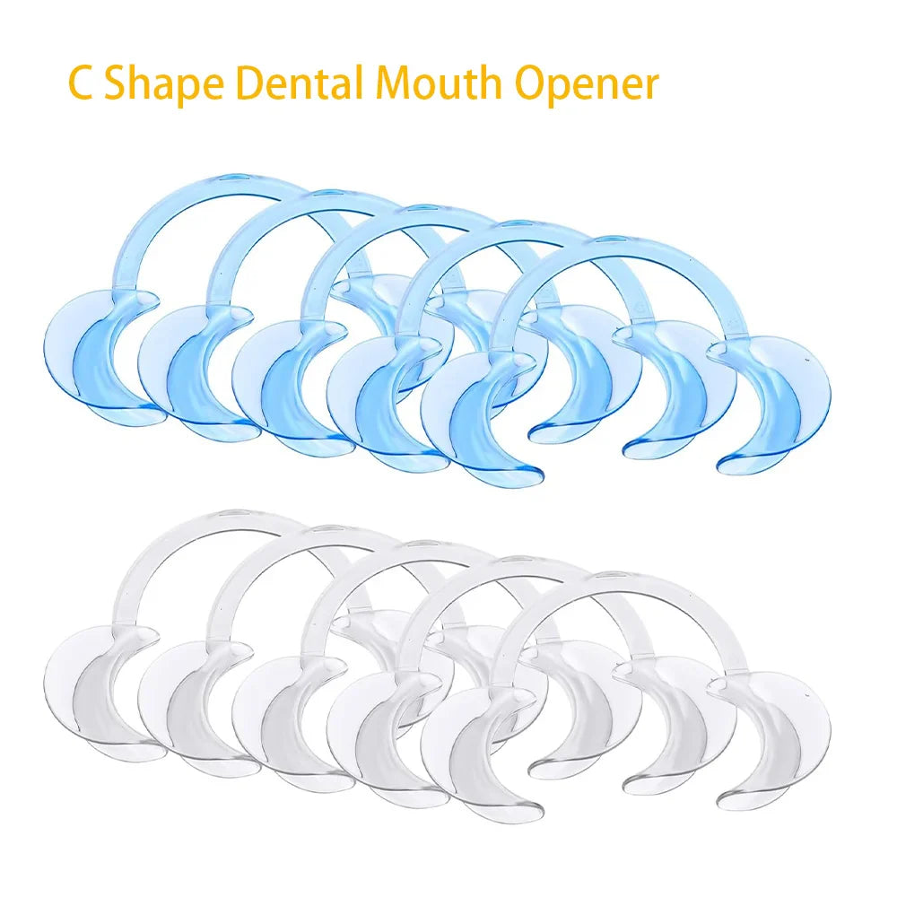 10pcs Dental Cheek Retractors – C-Shape Teeth Whitening & Intraoral Lip Opener, Clear & Blue