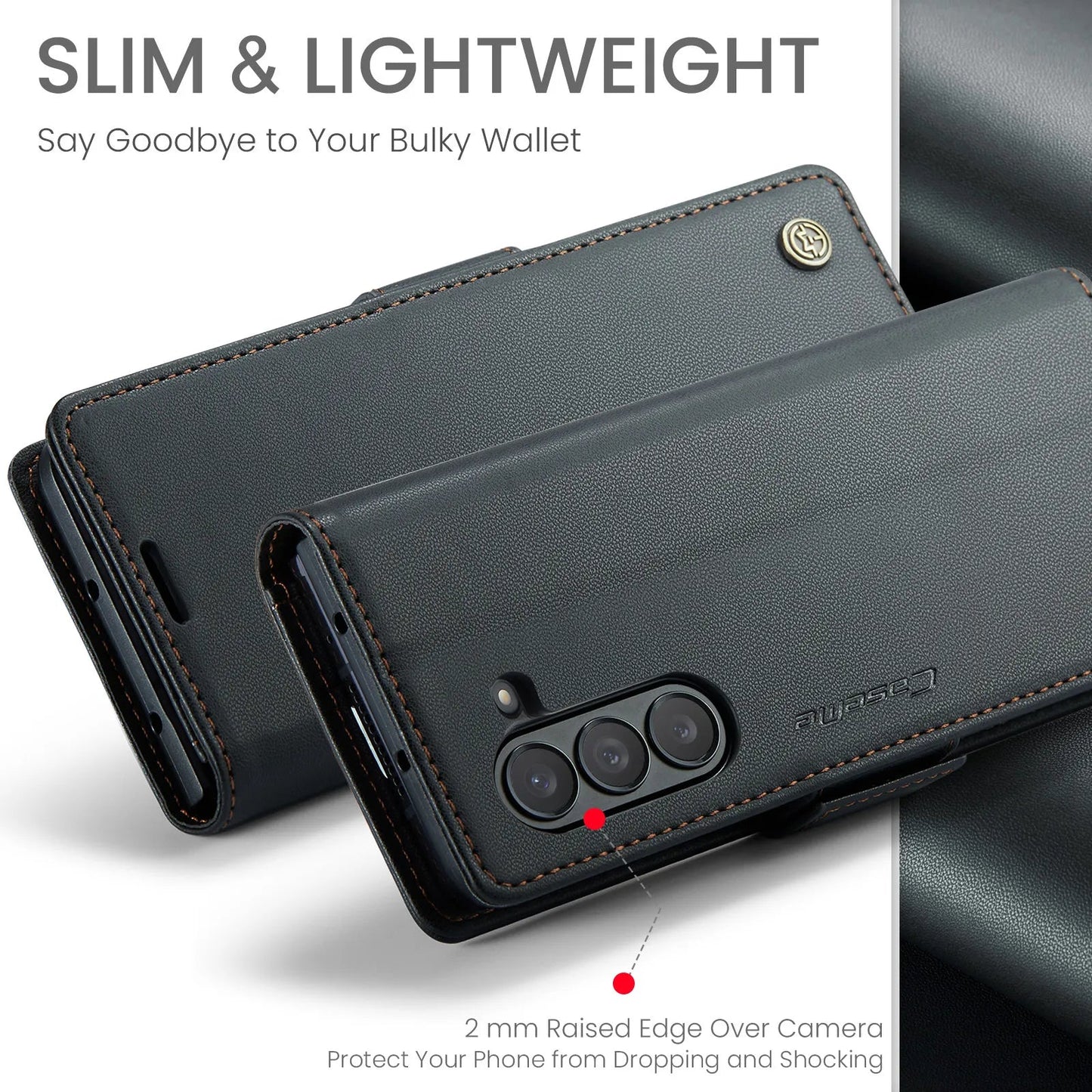 Magnetic PU Leather Phone Case for Samsung Galaxy Z Fold 7/6/5 — Fold6/5 5G Wallet Card Holder Shockproof Cover