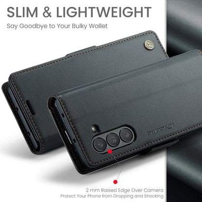 Magnetic PU Leather Phone Case for Samsung Galaxy Z Fold 7/6/5 — Fold6/5 5G Wallet Card Holder Shockproof Cover
