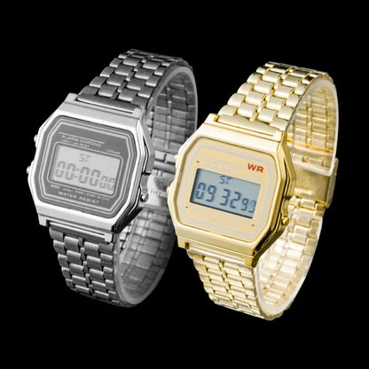 F91W Steel Strap Watch | Multifunction LED Digital Sports Wrist Watch for Men & Women | Business & Electronic Clock