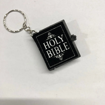 Mini English Holy Bible Keychain - Christian Jesus Cross & Muslim Keyring, Prayer God Bless Charm for Women’s Bag