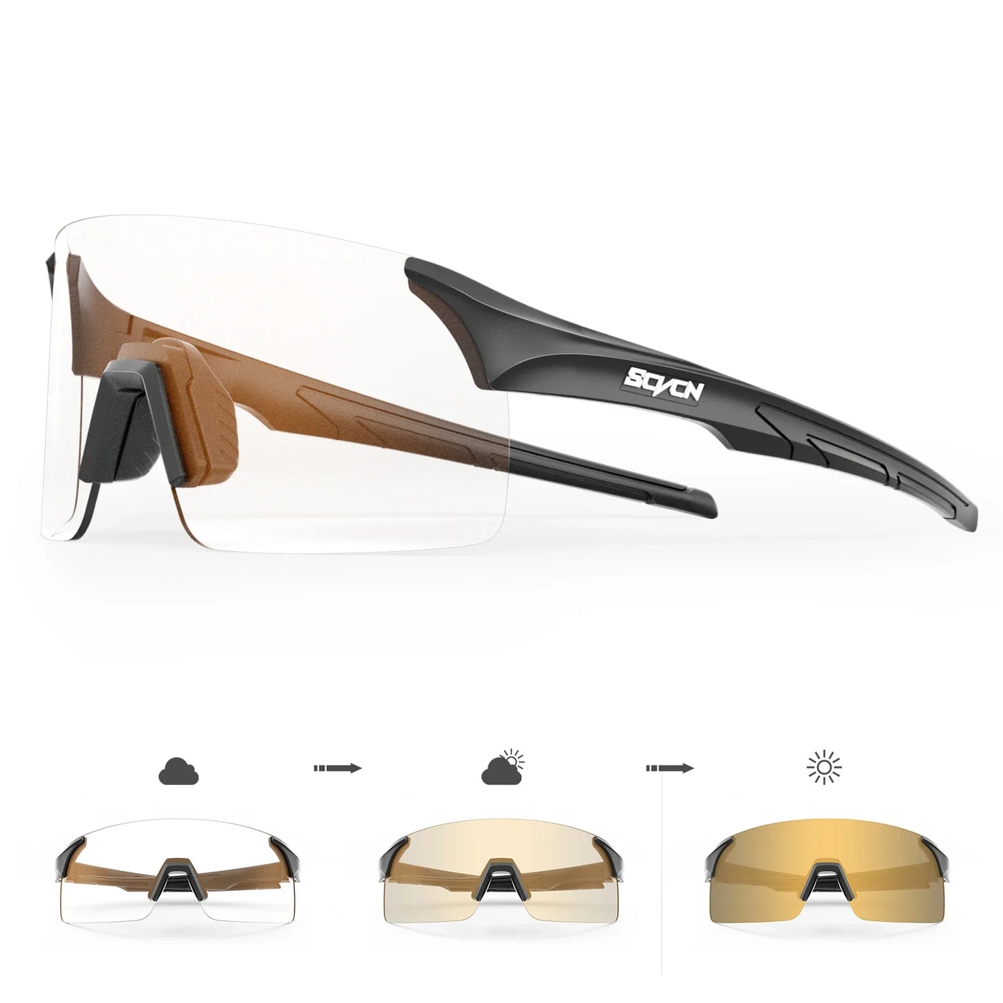 SCVCN Photochromic Sunglasses for Cycling & Outdoor Sports - Men & Women's MTB Climbing Eyewear, Driving Bicycle Goggles
