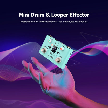 M-VAVE LOST TEMPO Effect Pedal – 2 in 1 Drum & Looper Mini Pedal with Double Footswitch, Drum Machine Pedal