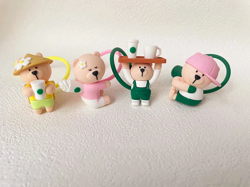 Cute Cartoon Bear Silicone Straw Covers – Dust Plug Cap for 7-8mm Large Caliber Drinking Cups