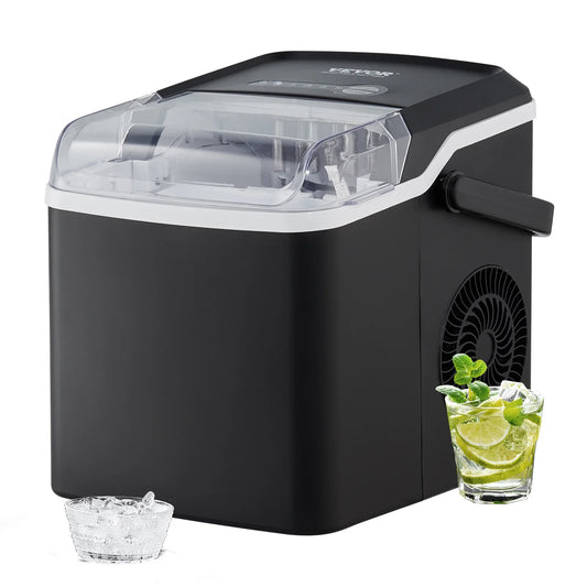 VEVOR Countertop Ice Maker - Self-Cleaning Portable Machine with Ice Scoop & Basket, 2 Sizes Bullet Ice