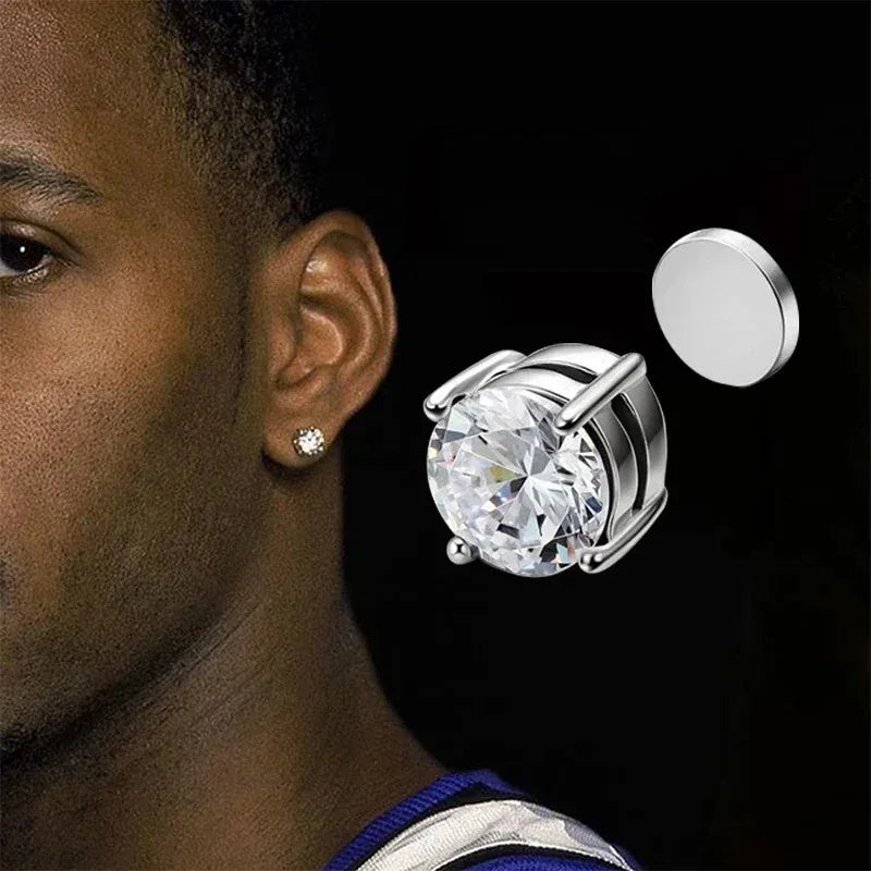 Crystal Magnetic Ear Studs – Punk Round Zircon Non-Piercing Earrings for Men & Women