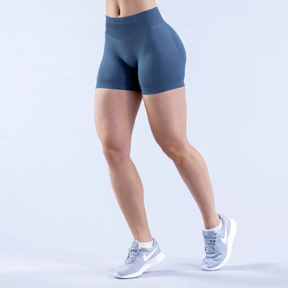 Women's Fitness Sports Leggings – Seamless Low Rise Three-Part Pleated Yoga Shorts for Gym & Workout
